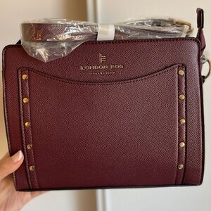 LONDON FOG Purse Plum Taylor Studded Crossbody NEW w/tags
